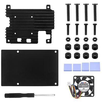 Robust Metal Enclosure Cooling Fan Aluminum Alloy Heat Conductors Heatsink for RPI5 Enhances Cooling Efficiency