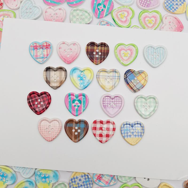 10/20Pcs Mixed Color Heart Shaped 4-Hole Button For Sewing Clothes Accessories Crafts Scrapbooking Diy Apparel Supplies