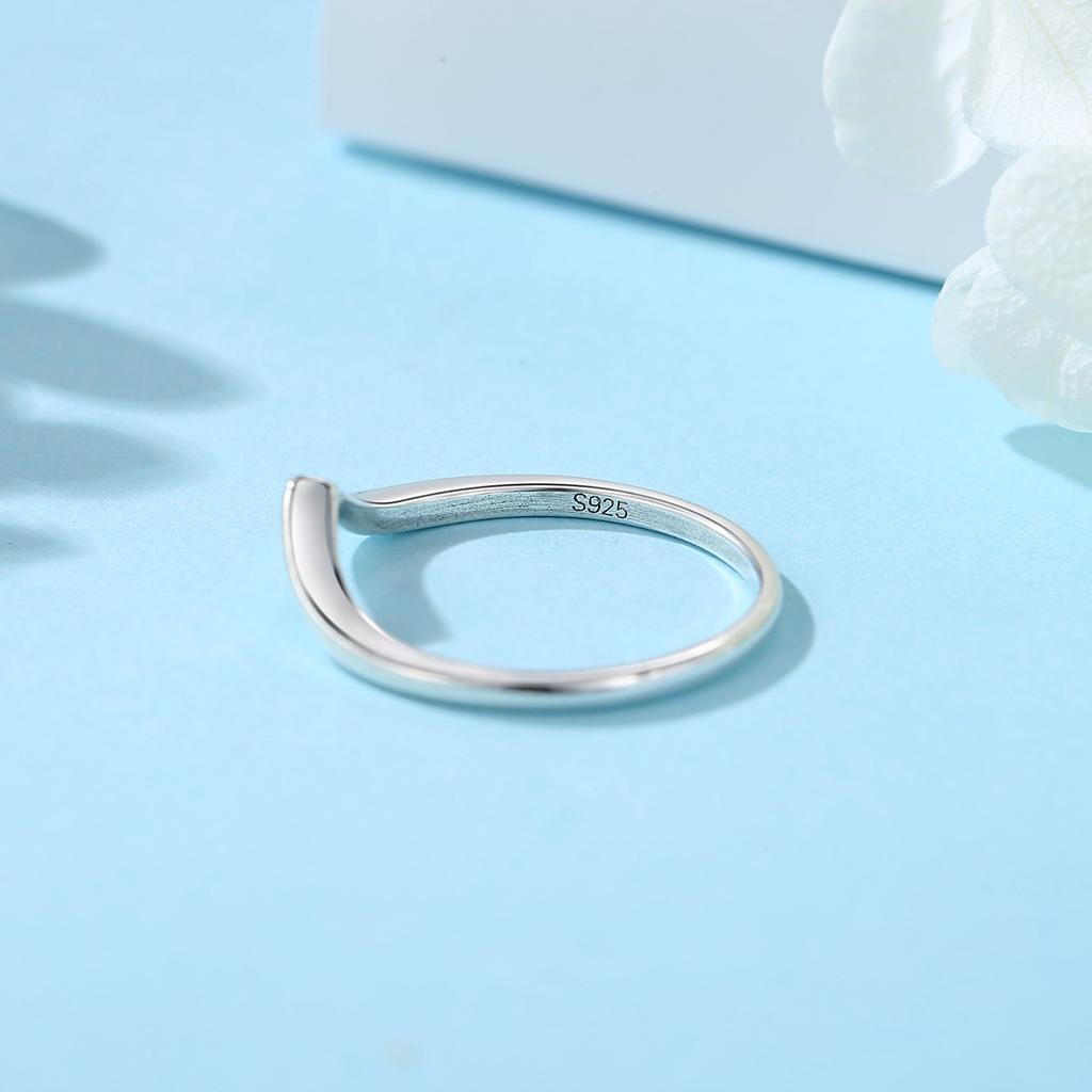Original 925 Sterling Copper Ring Wishbone Love Heart Crystal Rose Gold Rings For Women Wedding Engagement Birthday Gift Zircon