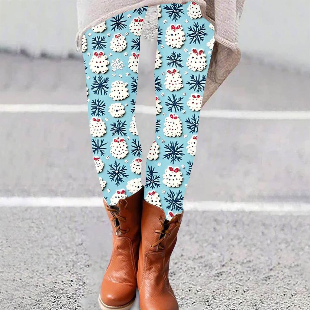 Damenhose mit Weihnachtsdruck, dehnbare, weiche Hose, lässige Schlafhose für zu Hause