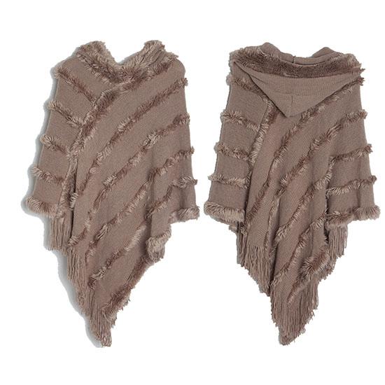 

Имитация кашемира, осень-зима, женский однотонный вязаный пуловер с капюшоном, плащ, шаль