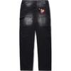 Li Ning Printed Washable Mid-Rise Comfortable Breathable Versatile Straight Leg Jeans Men jeans Black AJQU171-1