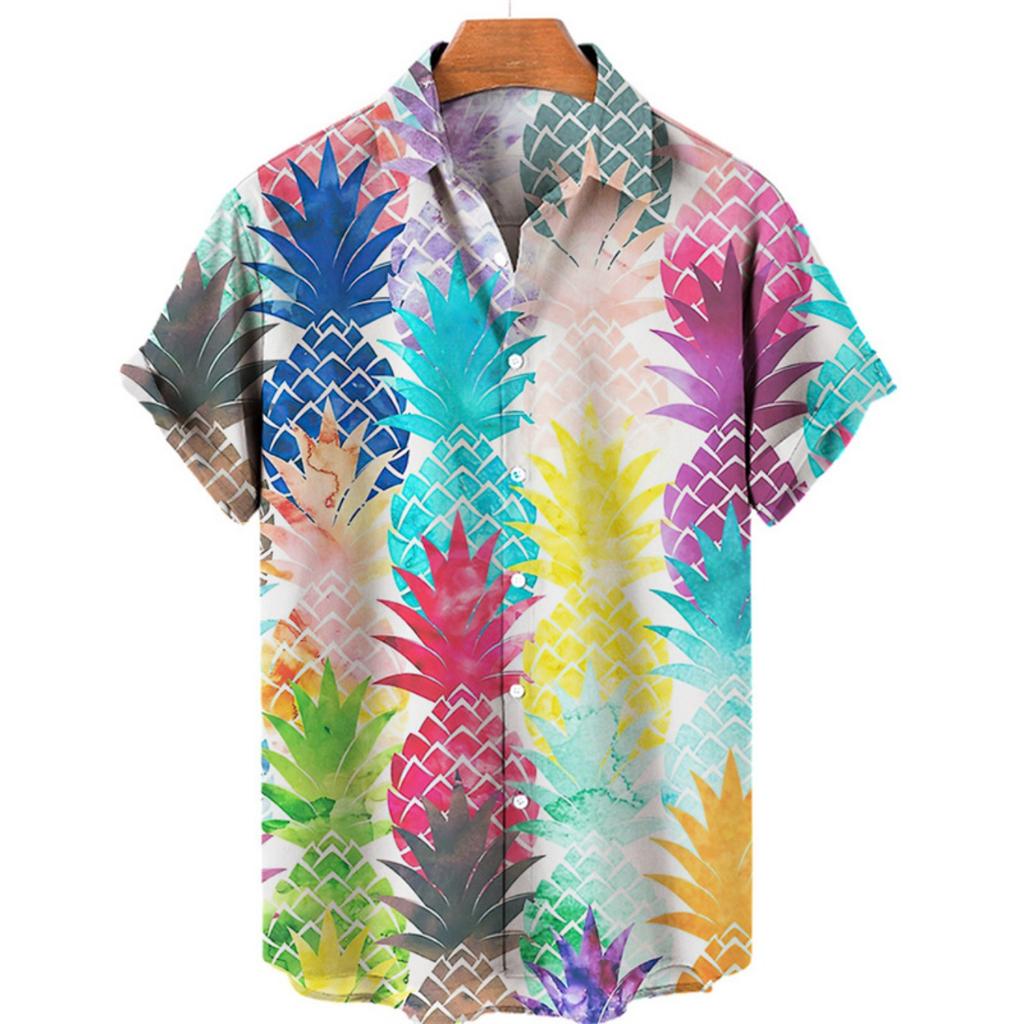 Tropical Palm 3d Print Hawaiian Shirt for Men Summer Beach Street Short Sleeves Tops Harajuku Holiday Lapel Button Loose Blouse