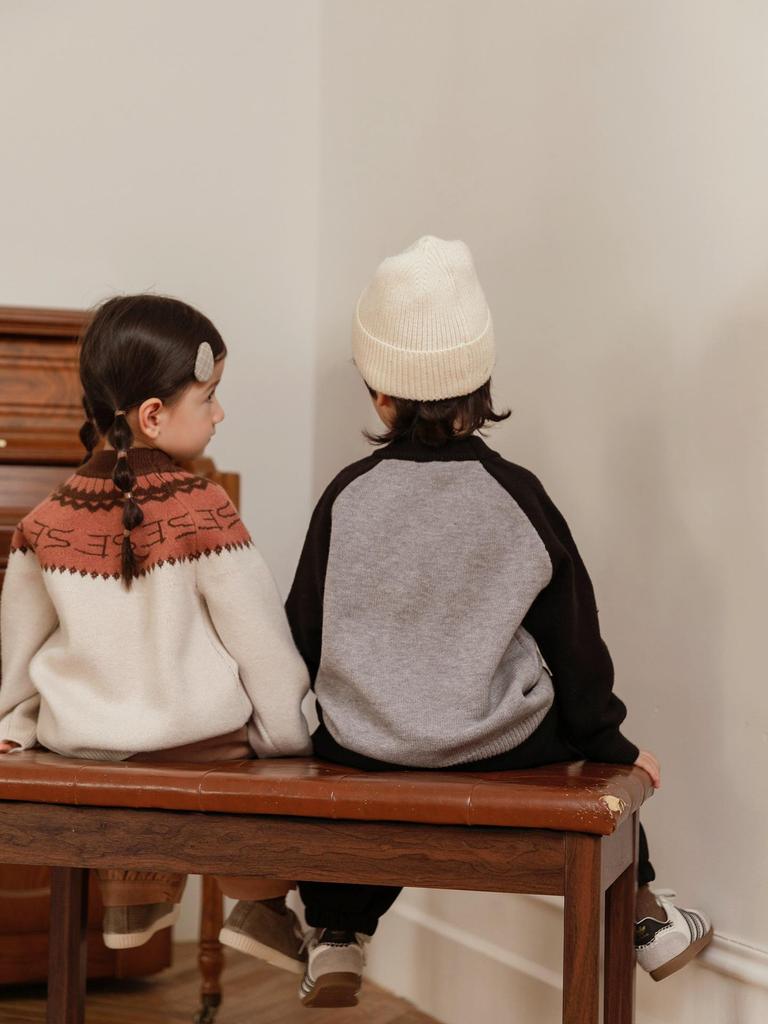 2025 Winter Baby Boy Cartoon Jacquard Knitted Wool Pullover – High-Quality Children's Sweater