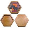 Jigsaw Puzzle Wooden Hexangular Tetris Game for Kids Education Brain Development Rubber Wood Puzle DIY Toy