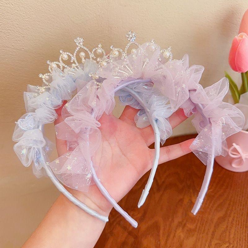 Bow Crown Children's Hair Band Girls' High-end Feel Princess Charm Pearl Tassel Headwear New Creative Fresh and Sweet Hair Clip