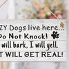 Dog Sign English Letter Printed Anti-deform Wood Wooden Hanging Plaques Sign for Garden