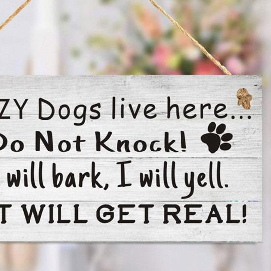 Dog Sign English Letter Printed Anti-deform Wood Wooden Hanging Plaques Sign for Garden