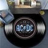 Retro Rockband Musik Schallplatte Runder Teppich Flanellteppich für Schlafzimmer Rutschfest Waschbare Fußmatte für Wohnzimmer Stilvolle Deko-Matten