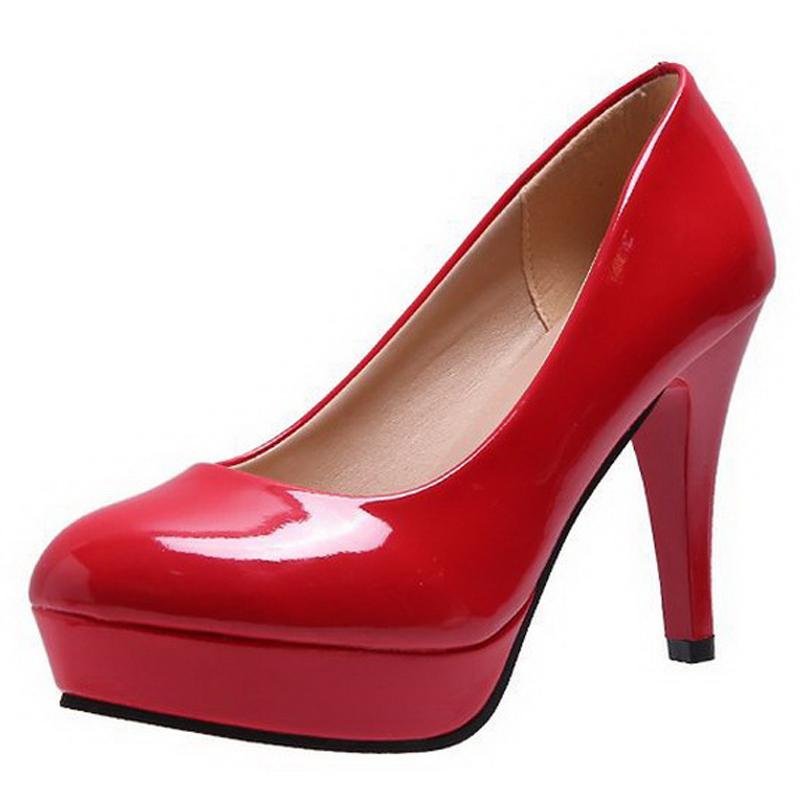 Women Patent Leather High Thin Heel Shoes Waterproof Platform Stiletto Shoes Office Nightclub Party Pub Gathering Women Pumps