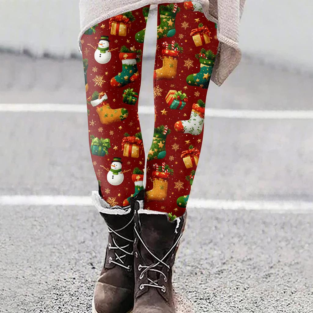 Women's Christmas Print Slim Fit Elastic Yoga Casual Pants