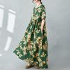 Simple Bohemian Print Dress Short Sleeve Round Neck Summer New Style Elegant Feel Long Dresses Women's Clothing