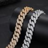 European and American hip-hop bracelet men's box buckle copper inlaid zircon silver 11mm Cuban necklace