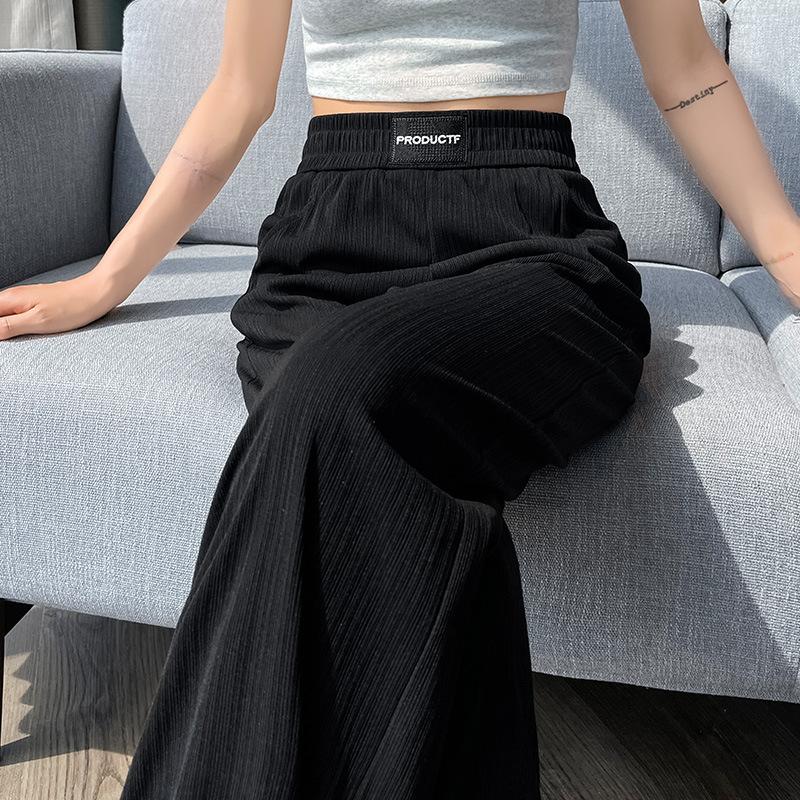 

Модные брюки-палаццо для женщин с высокой талией, свободные, повседневные, прямые 4XL чёрный