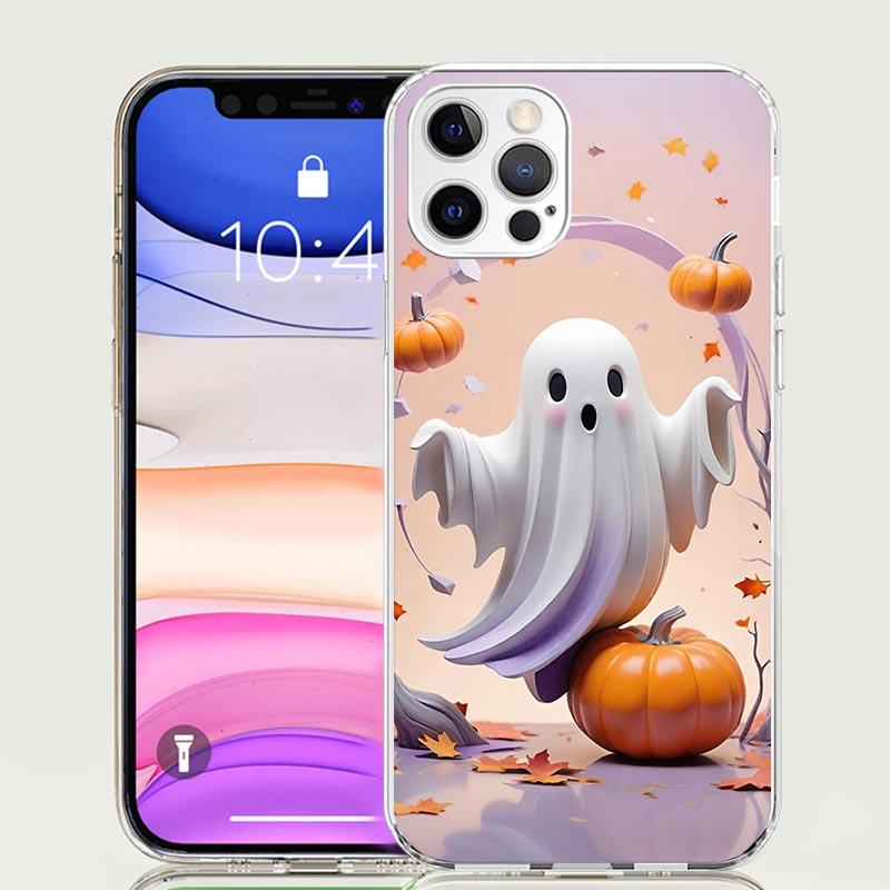 Cute Halloween Ghost Phone Case For iPhone 17 Air 16 15 Plus 11 14 Pro Max 13 Mini 12 7 8 + SE Pattern Art Customized Cover 17 A