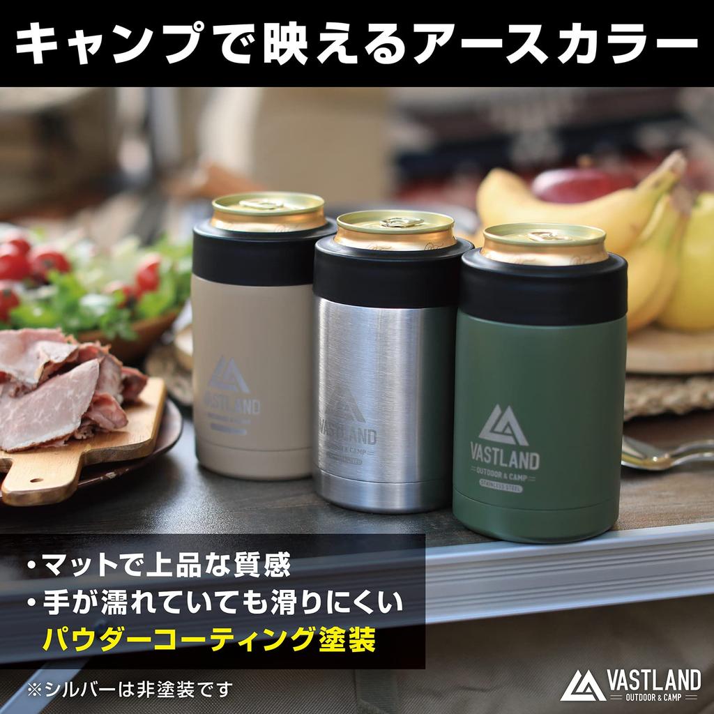 VASTLAND Can Cooler Can Holder 350ml Cold Storage Vacuum Insulated Double Wall Tan