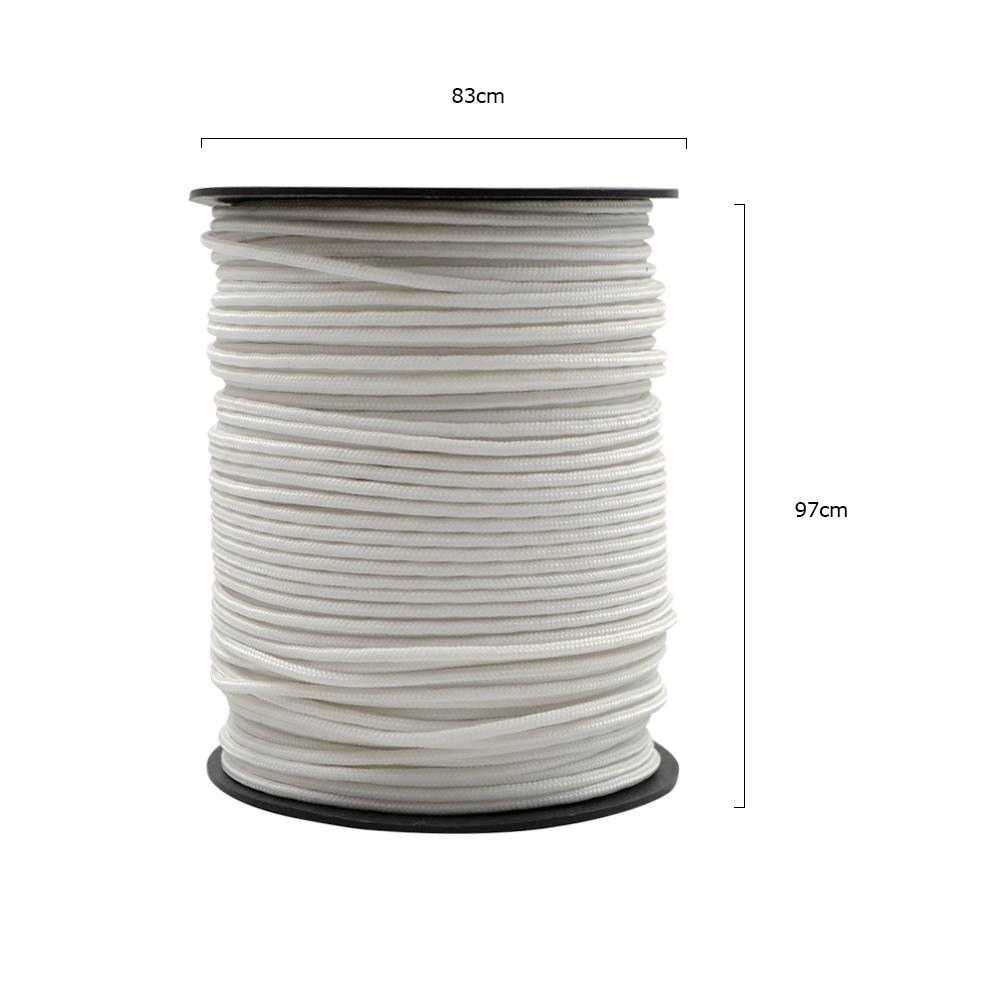 4 X 4 Metre Tent Guy ropes White 3mm Polyester With Metal Runners