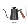 Stainless steel narrow-spout coffee drip pot with thermometer for coffee and tea (650ml, black)