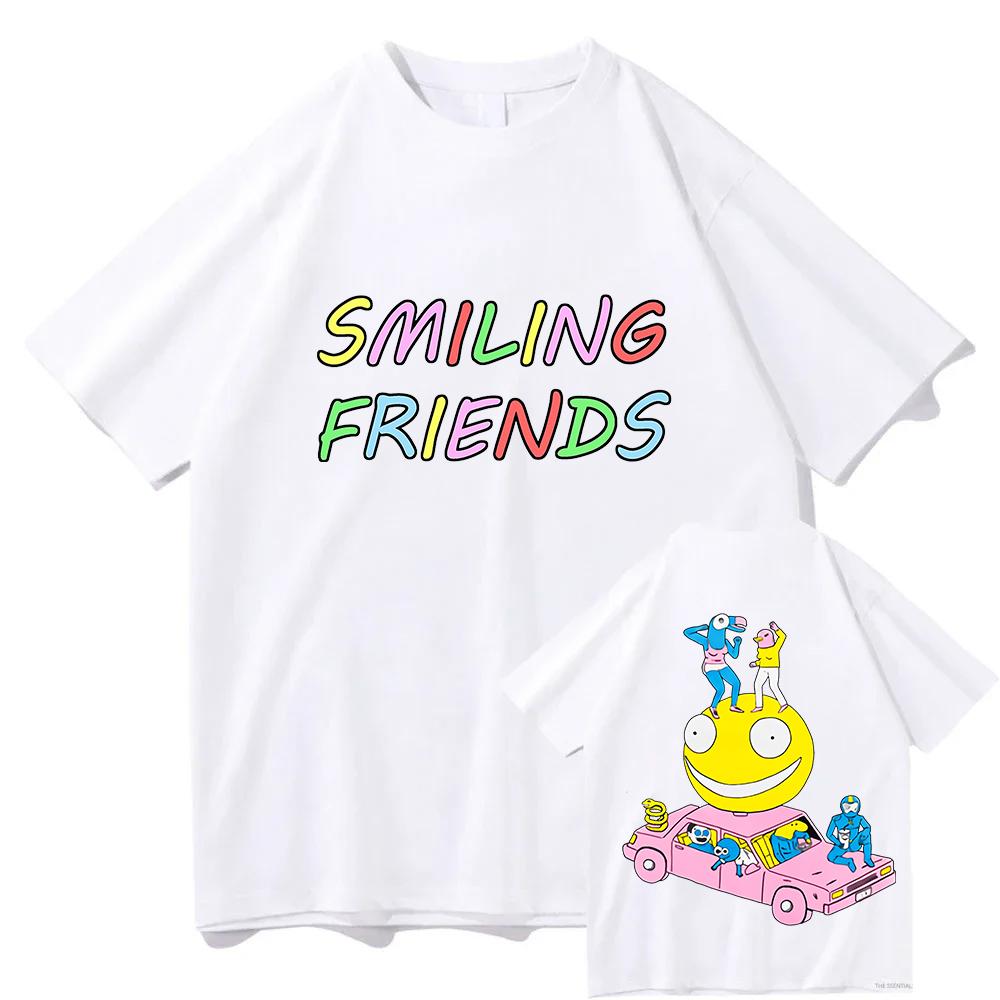 Smiling Friends Manga Graphic T-shirt Cotton Short Sleeve Loose Male Tshirts Unisex Streetwear Casual O-neck Fashion Men T Shirt
