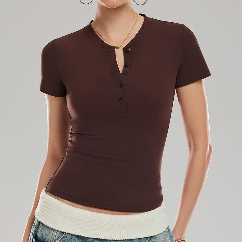

Cross-Border Slim-Fit Henley Yoga & Running Quick-Dry T-Shirt XXXL