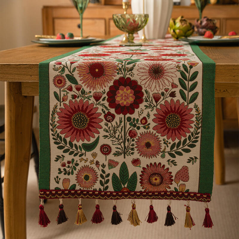 Vintage Floral Tischläufer - Bedruckte Bohème-Tischdecke für Esszimmerschränke & Kaffeetische