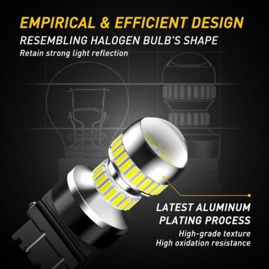 Pair 3157 LED 3156 Turn Signal Reverse Light Daytime Running Bulbs White AUXITO