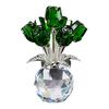 Faux Crystal Rose Flower Ornament Handmade Bouquet Figurine Mini Flower Vase Decoration Wife Girlfriend Women Wedding Anniversary Birthday Gift