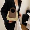 Retro Contrasting Color Splicing Straw Woven Bag Large-capacity Design Sense Niche Beauty Simple Fashion Hand Bag Women's Bag