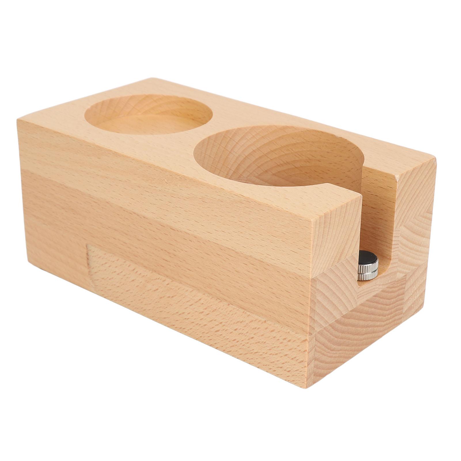 

Wooden Coffee Tamper Station Stable Prevent Slip Coffee Tamper Holder Base Tamping Station for Home Coffee