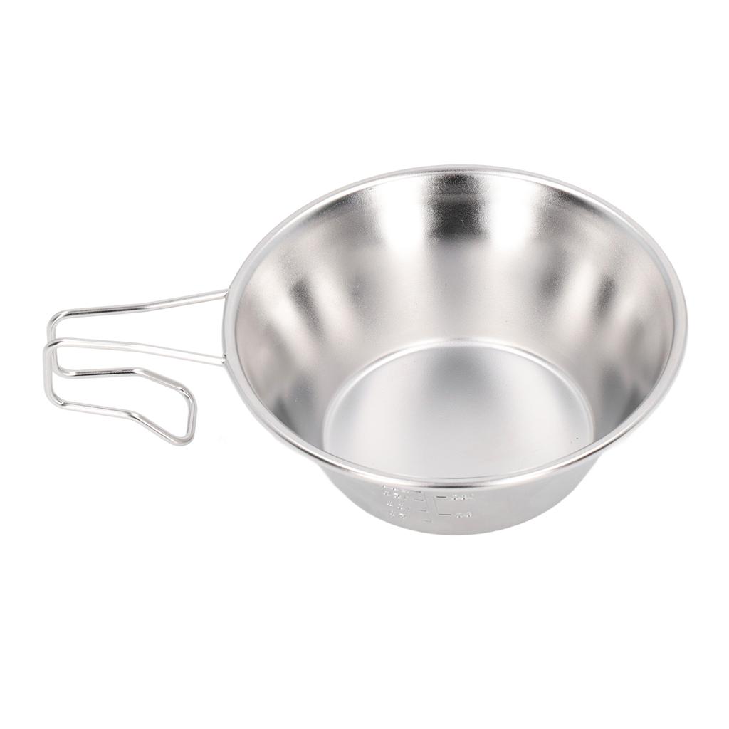 Camping Cup Bowl 304 Stainless Steel Backpacking Coffee Mug with Fixed Handle for Outdoor Picnic