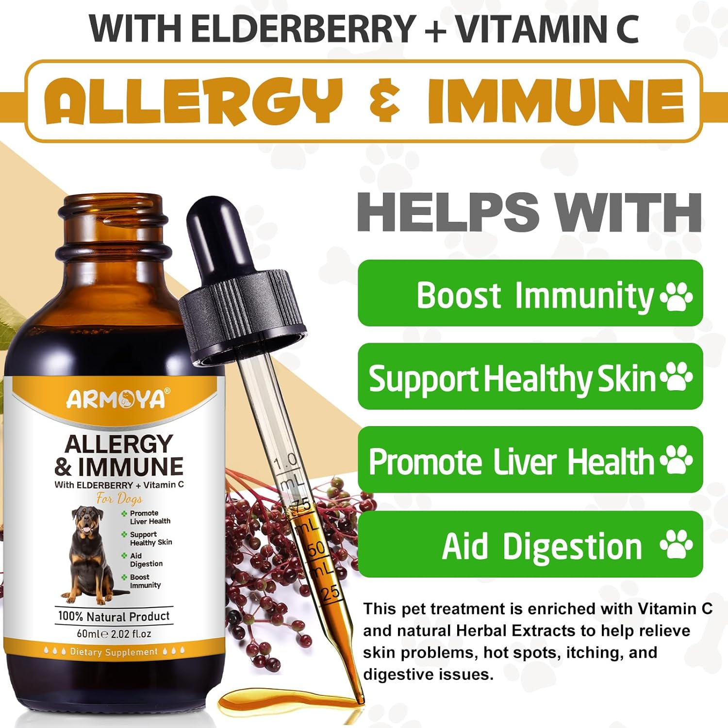 Allergy Relief Drops for Dogs - Allergy and Immune - Immune Support Supplement - Dog Supplement - Natural Pet Supplement for Dog Allergy Relief with