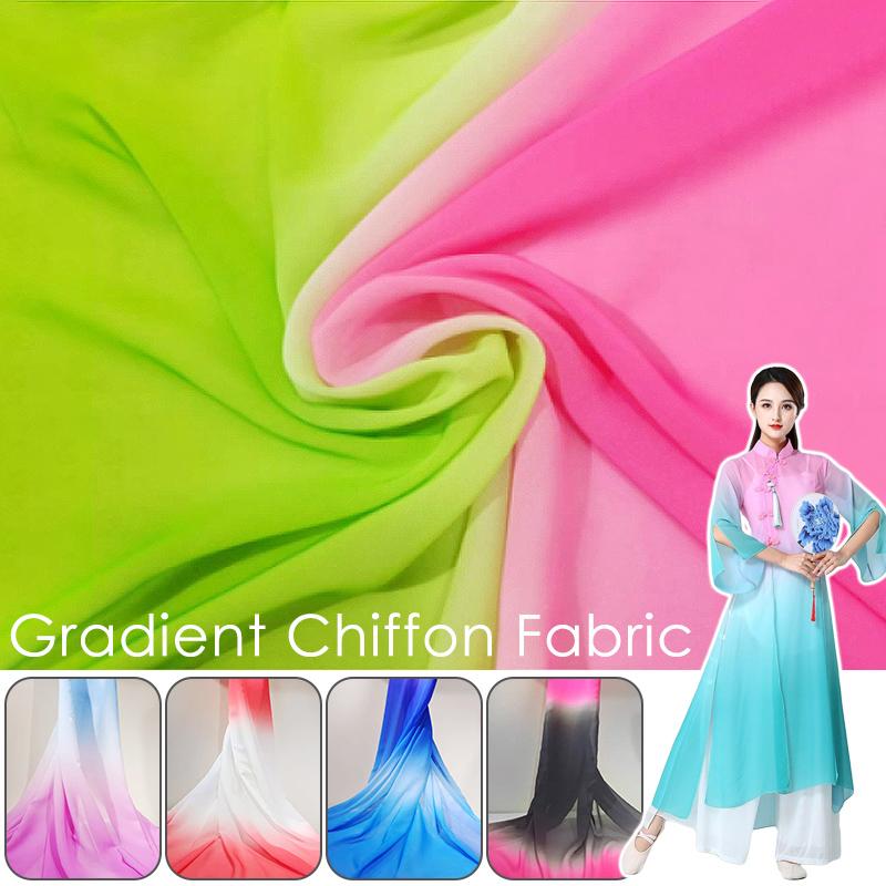 1 Yard Chiffon Gradient Rainbow Transition Color Chiffon Fabric For Diy Sewing Stage Costume Ancient Style Dress Hanfu Fabric
