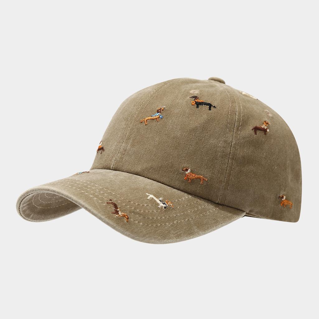 Berretto da Baseball Unisex con Ampio Visiera Morbido per Esterno Ricamato Decorato Cappellino a Becco d'Anatra con Cane Piccolo Retrò Street Cappellino a Becco d'Anatra