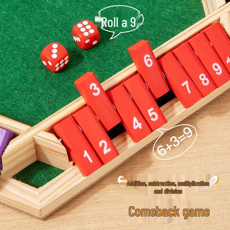 Hexagonales Holz-Mathe-Klappspiel - Pädagogisches Tischspiel für Eltern und Kinder & Party-Trinkspaß