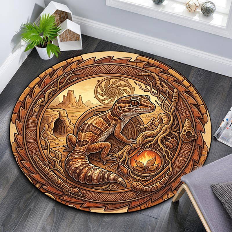 Desert Lizard Mythology Round Area Rug Under Office Chairs Bedroom Living Room Home Decor