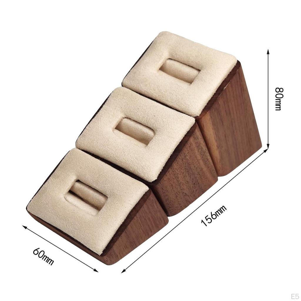 3 Pieces Ring Holder Wood Display Jewelry Support Organizing Tray Drawer Dressing Table