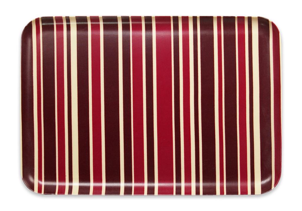 TATSU-CRAFT NR Lunch Tray, Large, Nordic Style, Modern, Turin Stripe, Bordeaux, Red, Non-Slip, Microwave-Safe, Tray, Stylish, Plastic, Large, Small,