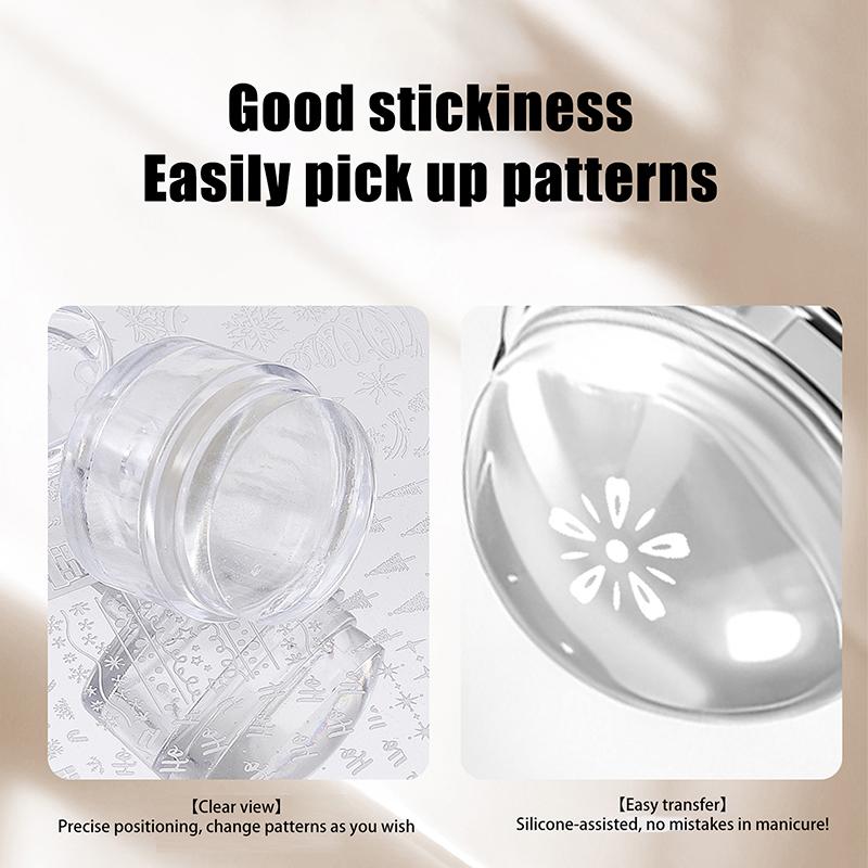 Silicone Head Stamp For French Nails Printing Transparent Nail Stamper With Scraper Heart Flowers Shaped Jelly