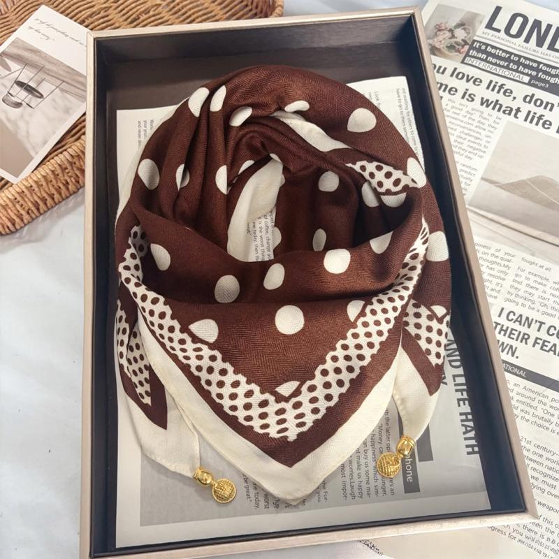 1PC Necklace French Style Magnetic Closure Gift Silk Scarf Luxury Painted Pattern Elegant Neck Scarf Versatile Multi-Color