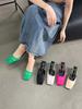 Mode Square Toe Frauen Slides Hausschuhe Sommer draußen Pantoletten Schuhe dünne niedrige Absätze grün schwarz beige rosa Rose flach Slip auf Pumps 39