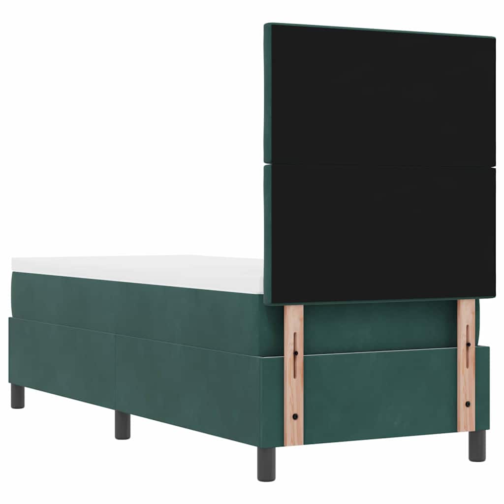 LED Box Spring Bed with Headboard Dark Green 80 X 200 Cm Velvet
