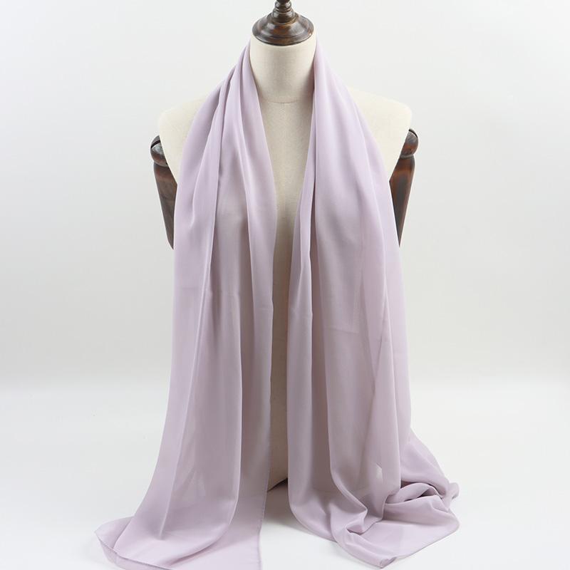 Fashion Pearl Chiffon Hijab Shawls Of Muslim Women Solid Color Head Wraps Scarf For Ladies