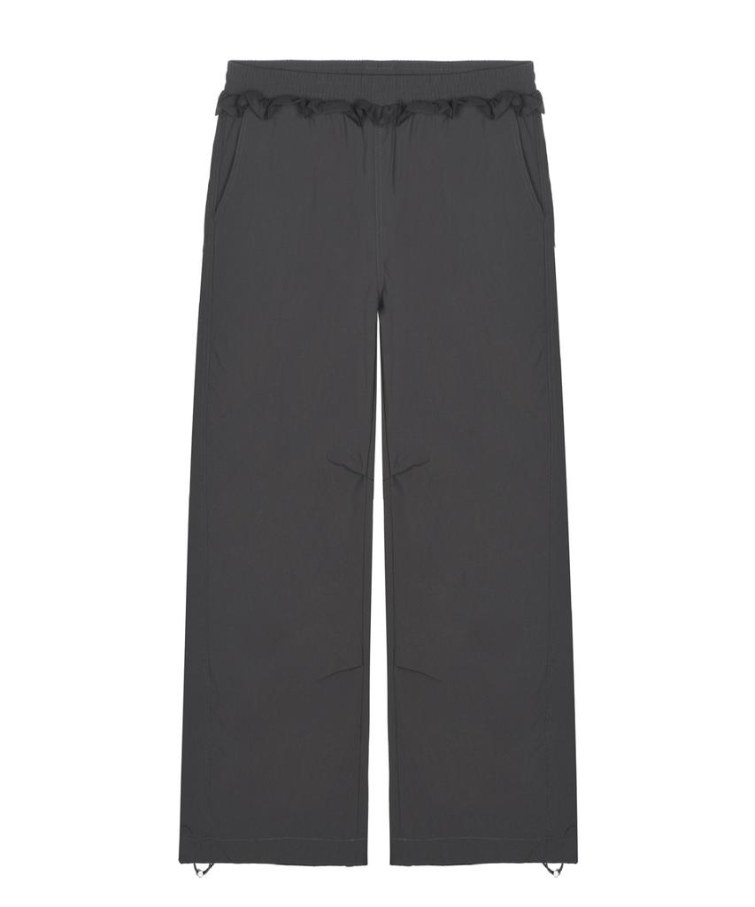 Nigaennikol Ruffle Lace Parachute Pants_Charcoal