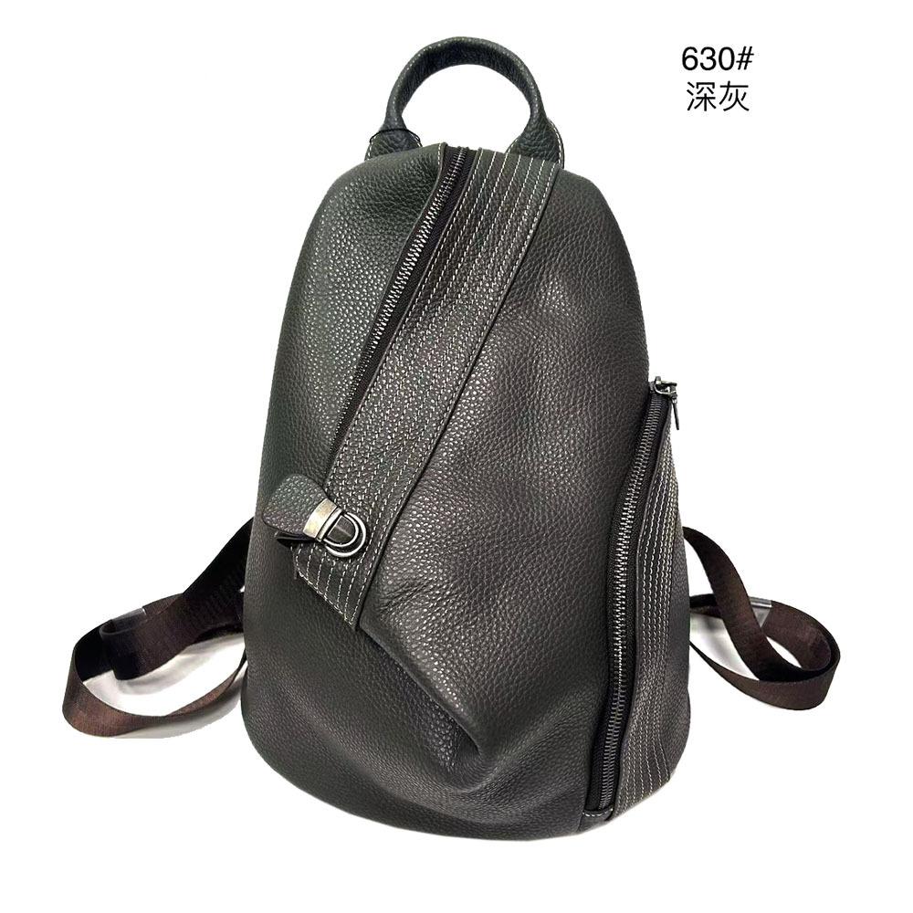 Ladies' Leather Backpack, Women's Bag, Black Top Layer Cowhide Backpack, Zipper Buckle, Anti-theft Buckle Bag