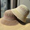 New summer fisherman hat for women, colorful hollowed-out sun hat for seaside vacations, face-flattering small woven bucket hat, foldable