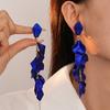 No Ear Piercings, Wrinkled Acrylic Petals, Long Fringed Earclips, Personalized Earrings.