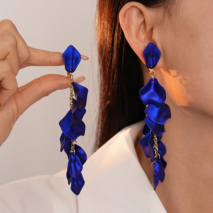 No Ear Piercings, Wrinkled Acrylic Petals, Long Fringed Earclips, Personalized Earrings.