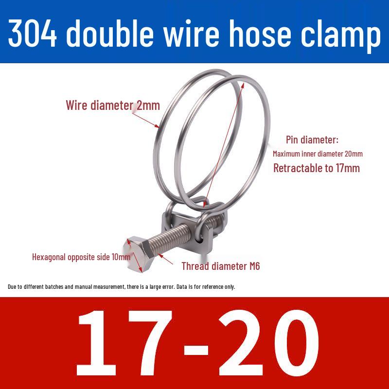 Doppeldraht-Schlauchschelle aus Edelstahl für Feuer-, Wasser-, Gasleitungen - Verdickt