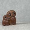 [USED]Hida Ichii Ittobori (Single-Knife Wood Carving) Created by Traditional Craftsman Hisayuki Wani – "Parent and Child Owls" – Lucky Charm Ornament