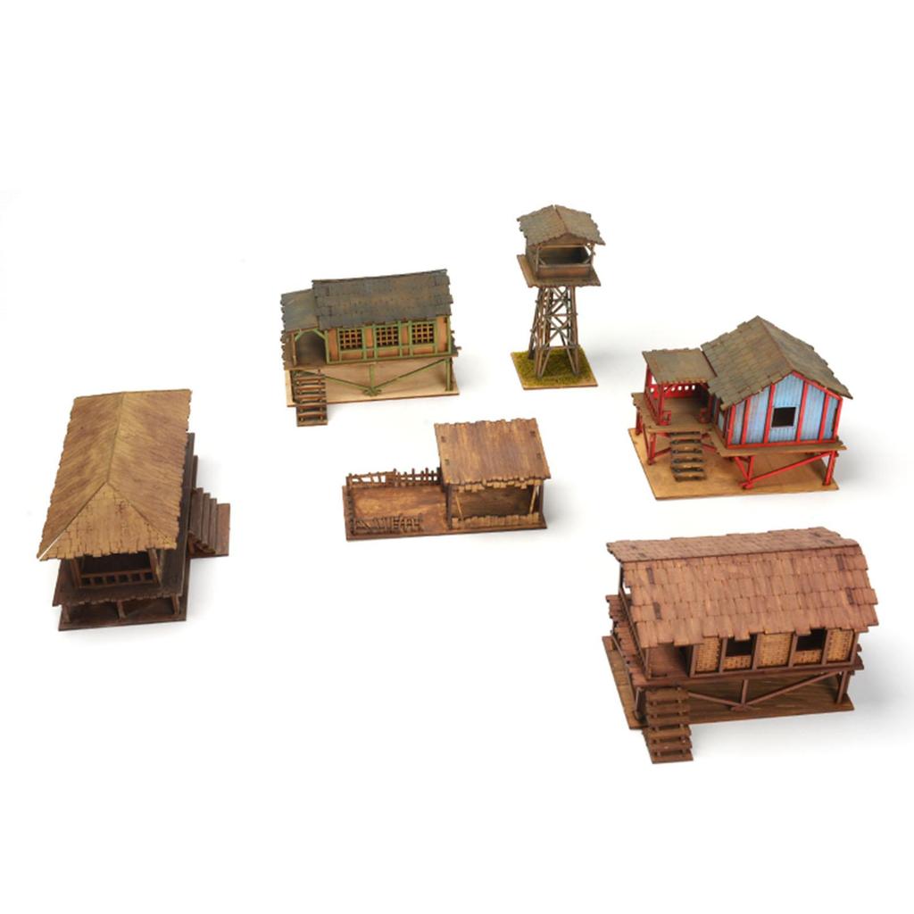 1/72 Models House Unpainted DIY Wooden House Assemble DIY Projects Accessory G